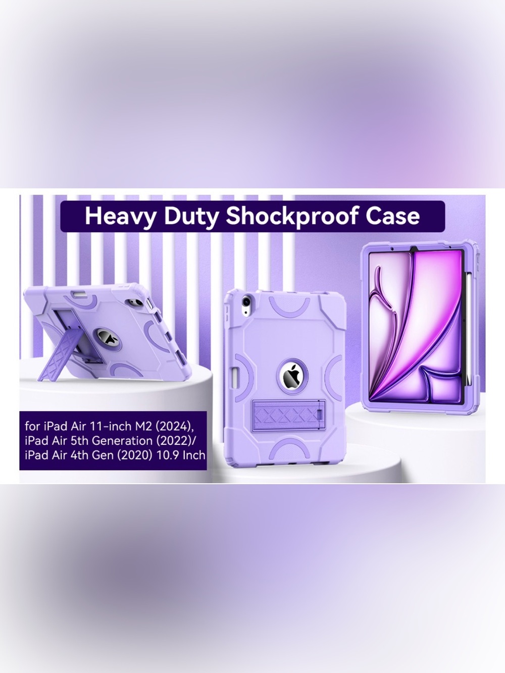 NWT Heavy Duty Shockproof Purple Tablet Case for iPad Air